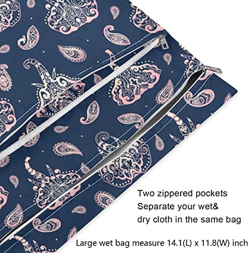 Zzxxb slon paisley vodootporna mokra vrećica za višekratnu upotrebu tkanine mokra suha torba s džepom s patentnim zatvaračem