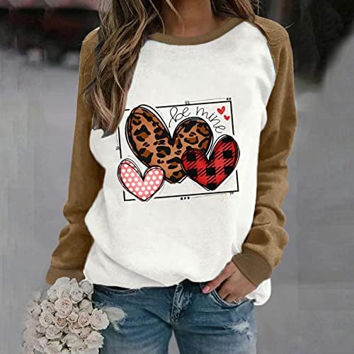 Karirane majice s printom Budi moje srce za žene, džemper širokog kroja za Valentinovo, udobni puloveri, vrhovi