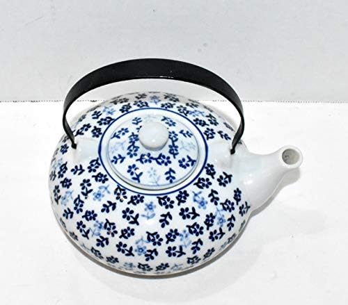 Novi porculanski kobaltni plavi cvjetovi cvjetovi čaj lonac s metalnom ručkom vrući napitak posluživač čaj lonac drži 3 šalice