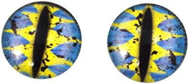 14 mm zmajevi oči u plavoj i žutoj staklenoj prekrivenoj kabohoni za fantasy art lul taxidermy skulpture ili zanate za izradu