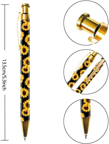 Olovke s kuglom 3pcs Kliknite kugle olovke koje cvjetaju suncokret uzorak za višekratnu upotrebu metala za uvlačenje olovke