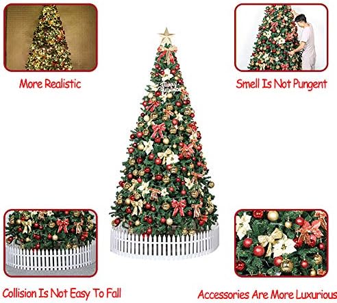 Cyayq PVC Veliki božićno drvce 6ft s LED laganim ukrasima ukrasa BINE Classic za odmor za vjenčanje-zeleno 6ft 6ft