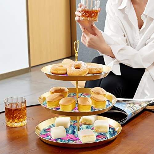 Cvjetni uzorak 3-sloj postolja za kolače, postolje za kolače, slojevito stalak za desert, okrugli tanjuri za vjenčane tuš