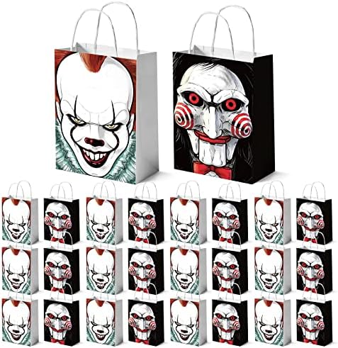 24pcs vrećice za poslastice za Noć vještica s horor likovima papirnate poklon vrećice za Noć vještica s ručkama vrećice za