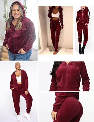 Tkanina i obloge Sweatsuits postavljaju punu patentnu kapuljaču Žene Sportska odjeća Velur Sportska odjeća s džepom S-XXL