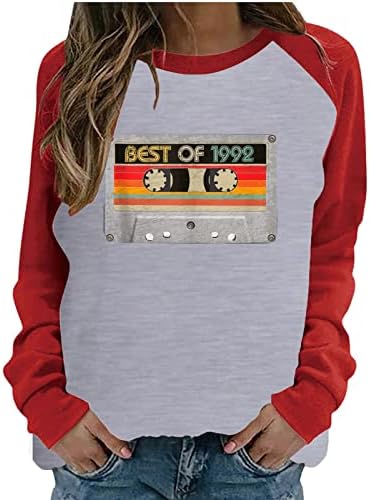 Ženski vrhovi s dugim rukavima najbolje od 1992. slovo tiskane košulje košulje u boji boja okrugli vrat casual bluza pulover