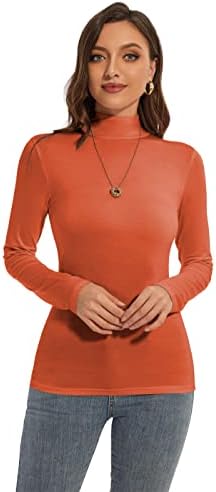 Yepclick ženski dugi rukavi podsmješni kornjača vrhovi osnovni rastezljivi vitki fit lagani ugodni pod slojevima majice