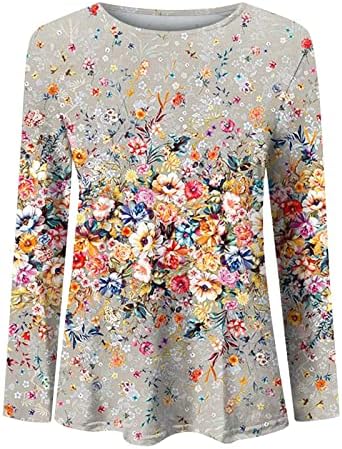 Ženski čamac vrat bluze ručak gornji majice cvjetni print dugi rukav vitka tunika jesen ljetne bluze odjeća moda