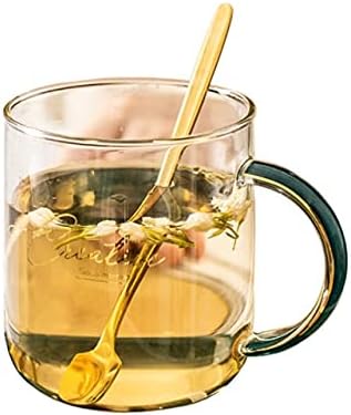 Dodouna kreativna šarena staklena kava šalica čaj od čajnog čaša s tanjurom i žlicom se postavljaju prozirne naočale za pucanje
