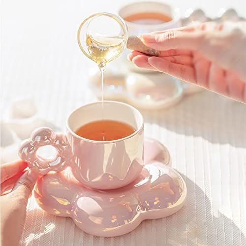 Niuash Slatka šalica za kavu Cloud Cloug, keramička šalica za kavu kreativna šalica šalice kave, šalica čaja i tanjur pogodan