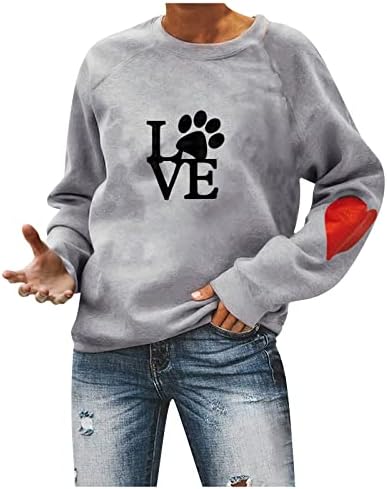 Jjhaevdy valentines plus veličina pulover žene crewneck vrhovi dugih rukava pulover ljubav ljubav srca grafička košulja majice
