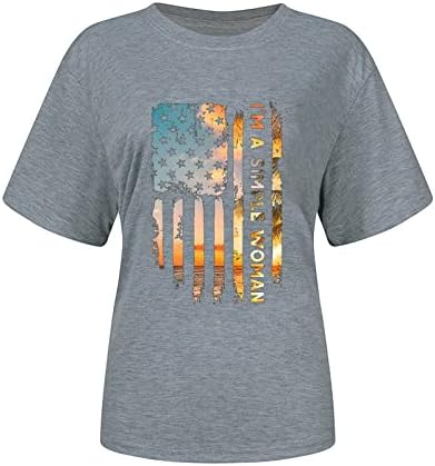 Ženske majice za ispis zastave u SAD -u vrhovi majice poklon kratkih rukava kawaii smiješne jesenske ljetne košulje 2023