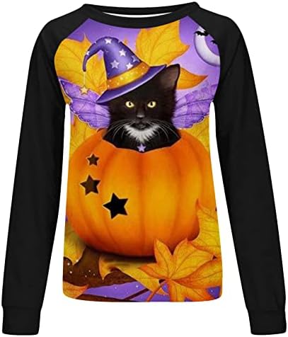 Kraljevska plava tinejdžerka Dugi rukavi Bustier bundeva mačka bluza camisole čamac odmor Halloween casual kawaii bustier