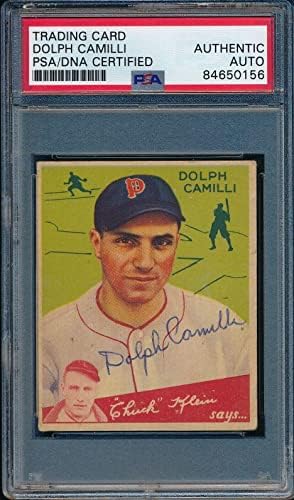 1934. Goudey Dolph Camilli 91 Autentična kartica potpisana Phillies PSA/DNA - Kartice s baseball pločama