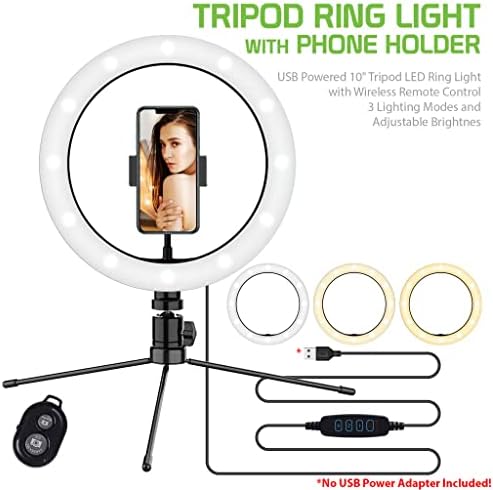 Svijetli selfie prsten s trobojnim pozadinskim osvjetljenjem kompatibilan s vašim 2 10-inčnim daljinskim upravljačem za prijenos