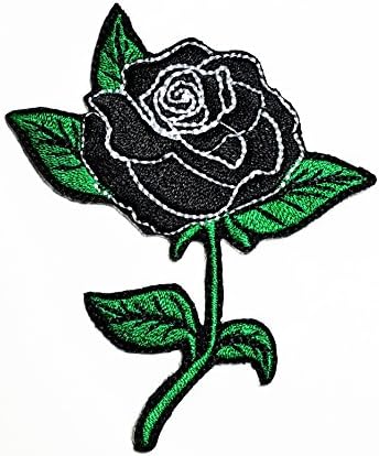 HHO prekrasna crna ruža punk rock flaster vezeni uradi sam zakrpe, slatka aplikacija šivanje željezo na djeci zanatskoj flasteri