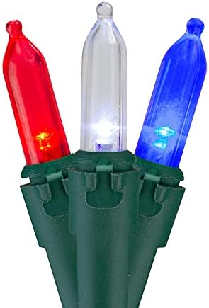 Northlight 50 grof crvena, bijela i plava LED mini svjetla 4. srpnja - 15,5 ft zelena žica