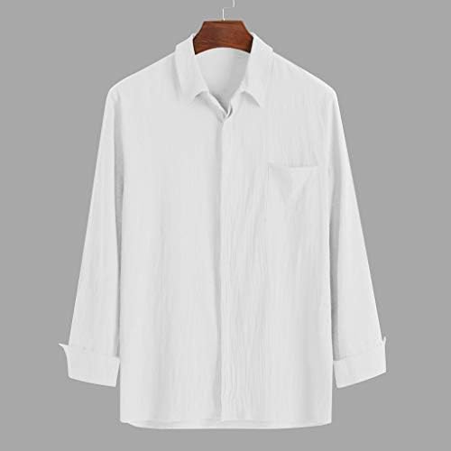 Duga retro majica jednobojna bluza muške široke pamučne košulje s džepovima mješoviti vrhovi Muška bluza dugih rukava muške