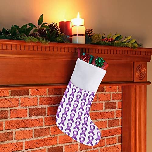 Ljubičasta svijest s vrpcom božićne čarape čarape za božićne drveće kamin za odmor dekor kuće