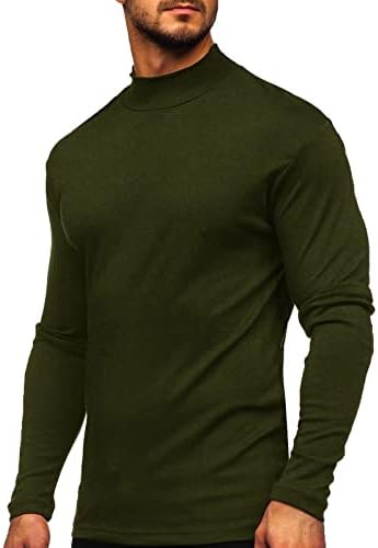 Xxbr mock vrat pulover za muške, 2022 elastična pamučna tanka boja kruta boja v kompresija vrata osnovni vrhovi topli donji