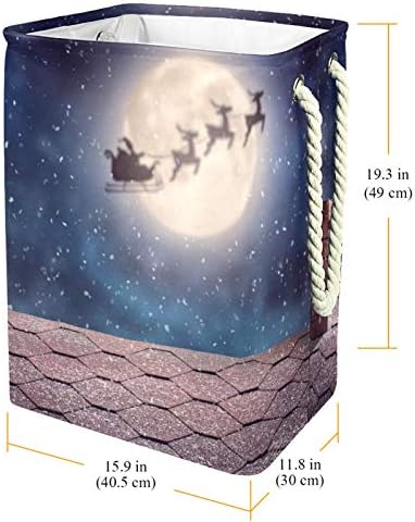 Prostrana košara za rublje Djed Mraz leti u svojim saonicama na krovu zvjezdane noći sklopive košare za rublje čvrsta košara