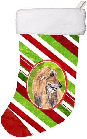 Caroline's Treasures SC9498-CS Afganistanski Hound Candy Cane odmor Božićna božićna čarapa, kamin viseće čarape božićna sezona