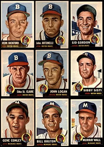 1953. Topps Milwaukee Braves Team Set Boston/Milwaukee Braves Ex/Mt Braves