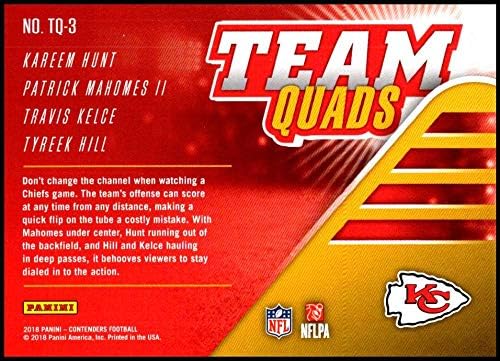 2018 Panini Conders Team Quads TQ-3 Kareem Hunt/Patrick Mahomes II/Travis Kelce/Tyreek Hill Kansas City Chiefs NFL Nogometna