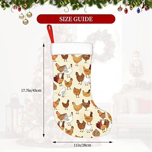 Akautosm Bood od pilića božićna čarapa, personalizirana čarapa za plašt, staromodni božićni dekor, 11 x17.7