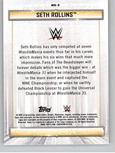 2020. Topps WWE Road to WrestleMania pobjednički superzvijezde u povijesti WS-3 Seth Rollins Wrestling Trading Card