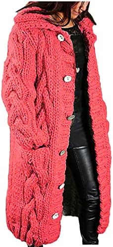 Shopessa plus džemperi Žene odbacuju ovratnik dame kabel pleteni kardigan džemperi dužina koljena pleteni otvoreni prednji