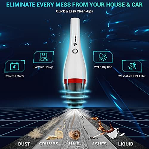 DekoPro Car Vacuum Cleaner, prijenosni i ručni bežični mini vakuum automobila s moćnim usisavanjem troslojnog HEPA filtra