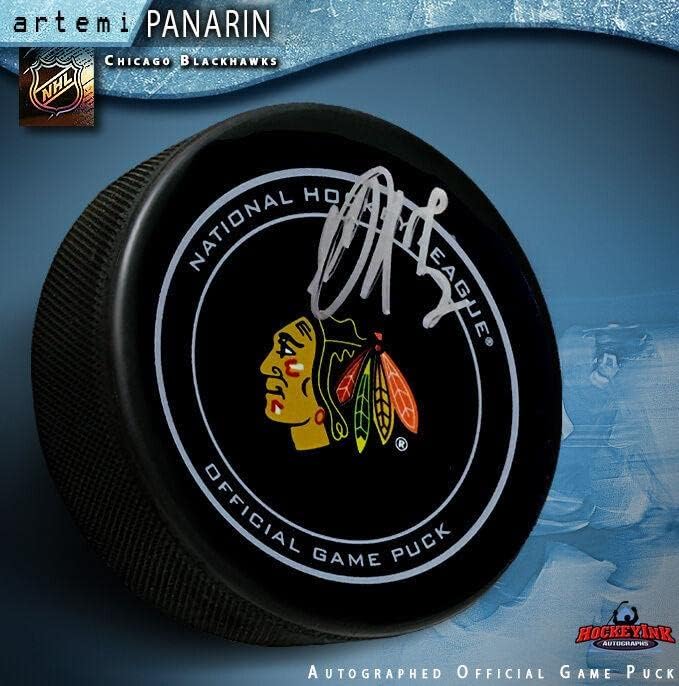 Besplatna dostava službenog igračkog Paka Chicago Black Hoaks s autogramom Artemia Panarina-NHL Paka s autogramom