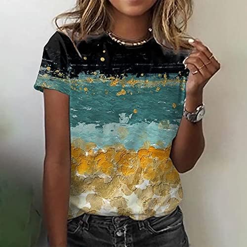 Ljetni vrhovi za žene 2023 Stripni blok u boji Kratki rukavi Kauzalne bluze majice pamučne majice za žene Multi