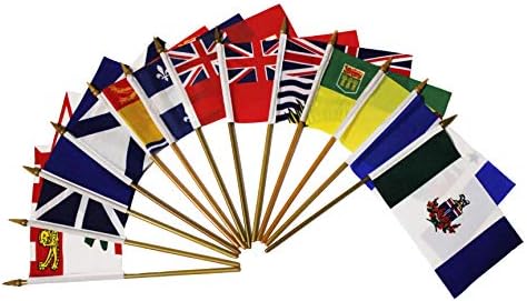 Kanada - set od 13 provincijskih i teritorija 4 x 6 inch mini za zastave s 10 inčnim plastičnim stupom.New