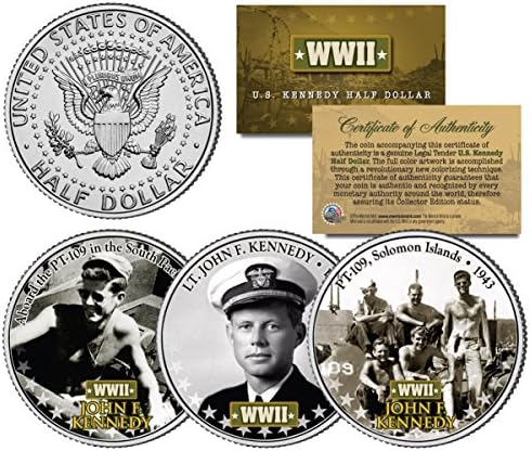 Poručnik John F Kennedy Drugog svjetskog rata Mornarica JFK Polu dolara U.S. 3-Coin Set WWII