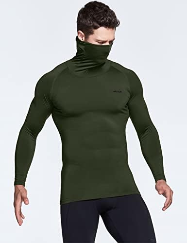 TSLA muške toplinske kompresije majice Hoodie s maskom, zimski bazni sloj dugih rukava, aktivna košulja za trčanje