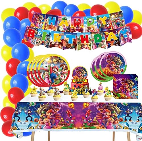 139pcs Baloni Super Video Igra rođendanski Pribor banner torta toppers za cupcakes stolnjak salvete ploče stolni poklopac