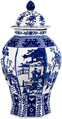 Antička kreativna plava i bijela keramička staklenka s poklopcem, ukrasna keramička vaza za dekor kuće, ukras za središnji
