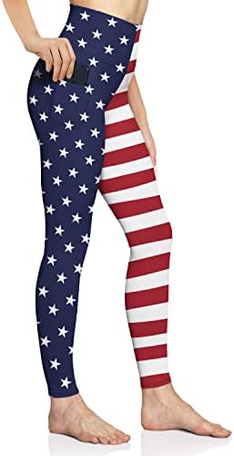 Medtogovi američke zastave gamaše za žene USA zastave joge hlače vježbanje atletske gamaše s džepovima za žene