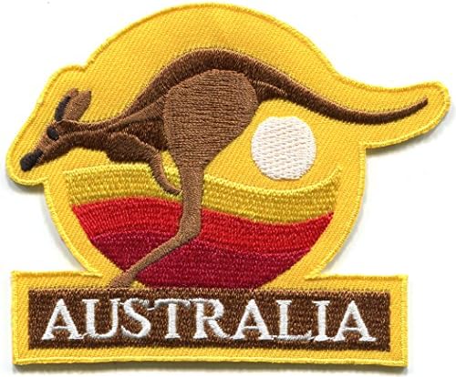 Australija kenguroo logotip Oz Down Und Empleided Applique Iron-On Patch S-1424