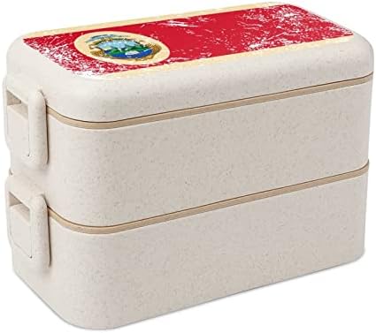 Kostarika retro zastava Double Slackible Bento kutija za ručak za ručak za višekratnu upotrebu s priborom set za večeru za