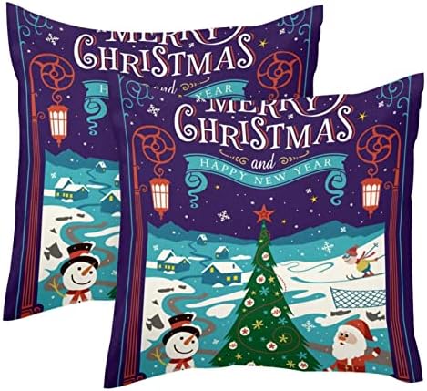 Tbouobt set od 2 poklopca za lumbalne jastuke, ugodni mekani ukrasi za dekor domaće seoske kuće, sretan božićni crtić božićno