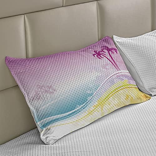 Ambasonne Luau pleteni jastuk od prekrivača, Fantasy Beach na havajskom krajoliku Snojni otok Coast Aloha ljetni odmor dizajn,