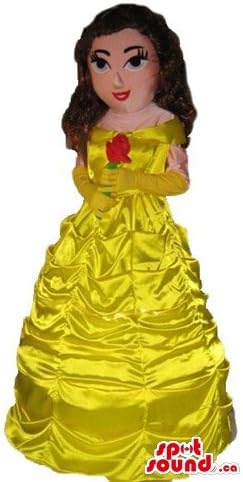 Spotsound lijepa princeza u žutoj haljini i maskota crtanih filmova crvenog cvijeća Us kostim