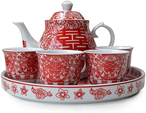 Kineski poklon za čaj Porculan Porculanski čaj Pot 4 šalice ladice za odrasle muškarce Žene čaj Ceremonija vjenčana zabava