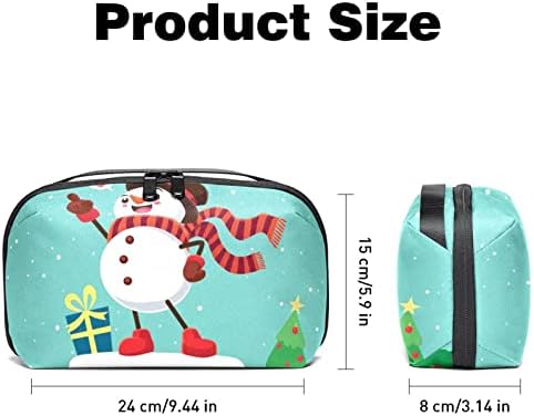 Nošenje torbe za torbicu za putnicu USB kabel Organizator Pocket Pocket Patent -novčanik, snjegović božićni crtić