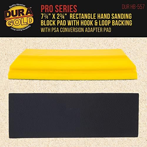 Dura-Gold Pro Series Rectangle 7-3/4 x 2-3/4 Blok ručni brusni blok s udarcem u kukom i petljom i PSA adapterskom jastukom