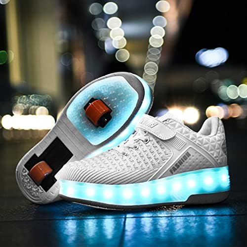 _ / Dječje cipele s dva kotača s osvjetljenjem, punjive rolere, cipele s uvlačivim kotačima, Uniseks tenisice s LED osvjetljenjem
