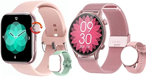 Feifuns [2 satova + 4 kaiševa] Smart Watch 2022, 1,75 Kvadratni zaslon + 1,32 Okrugli HD zaslon pametni sat s monitorom otkucaja